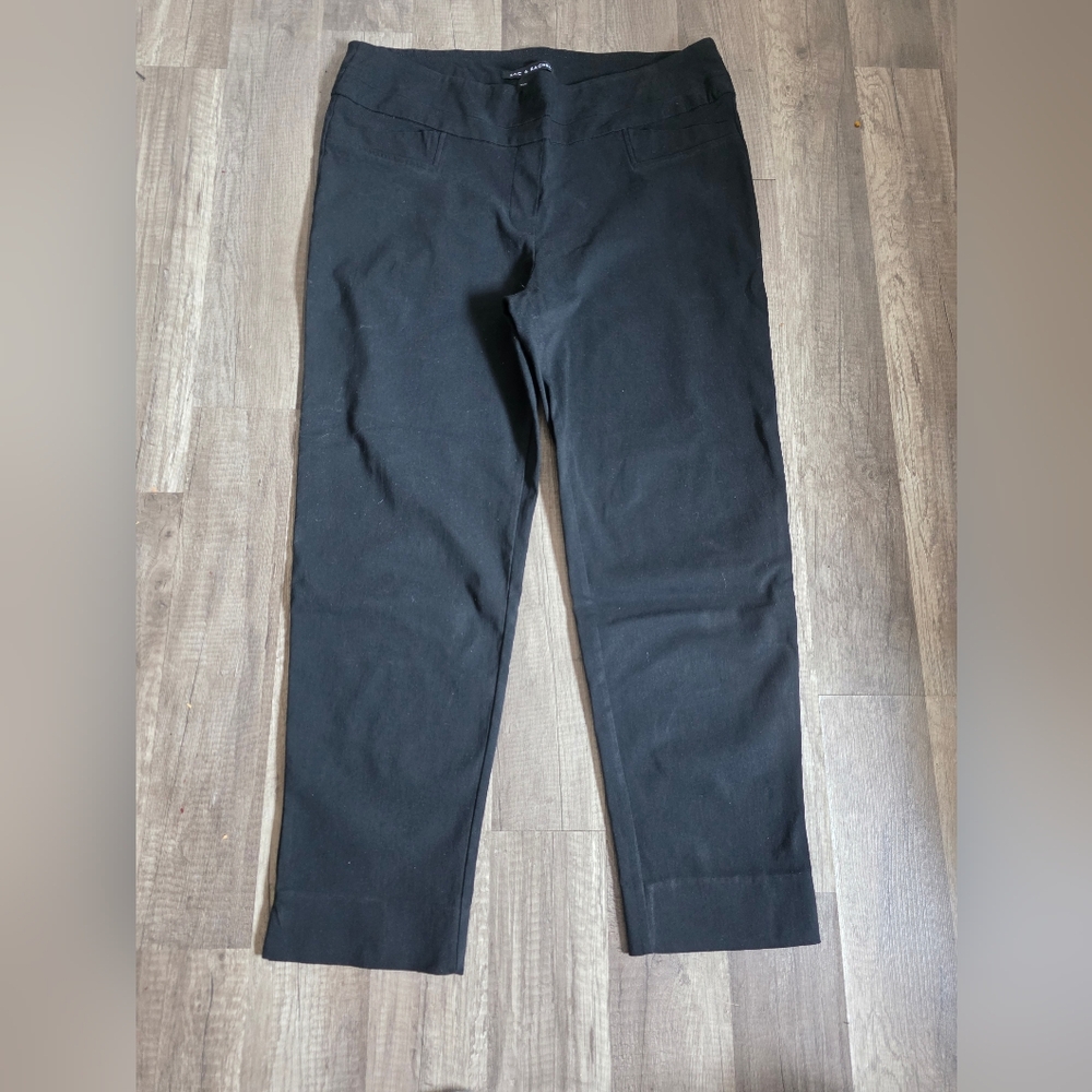 ZAC & RACHEL SLIM BLACK PULL ON BUSINESS PANTS Ankle Stretch Classy Preppy